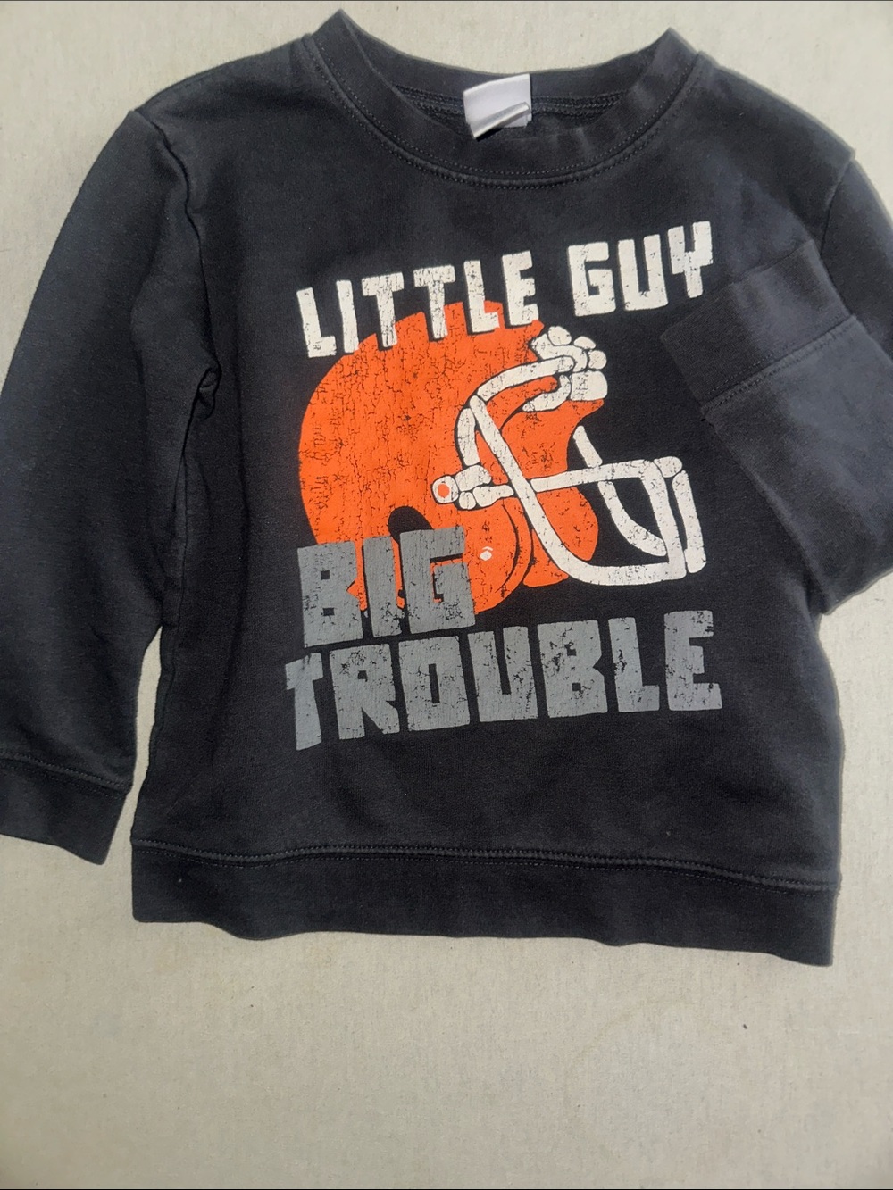 Kids Size 4T Little Guy Big Trouble Graphic Sweatshirt - Black & Orange